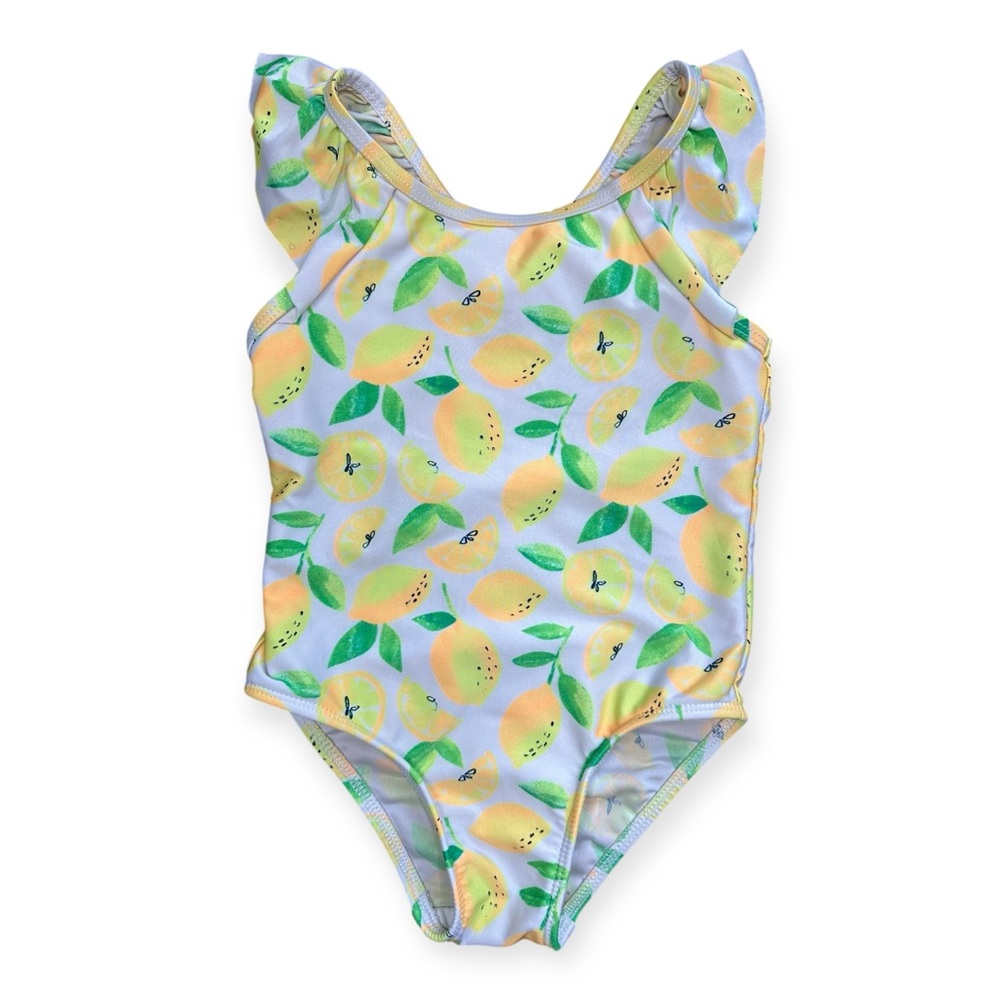 Cat & Jack Lemon Patterned Kids Swim One Piece 4T